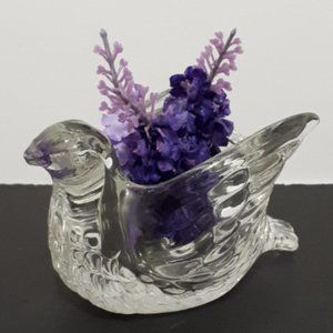 Dove Candle Holder, Avon Bird Tealight Cup, Clear Glass Vintage Knick Knack